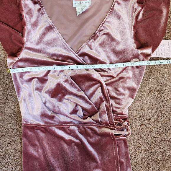 After Six Flutter Sleeve Velvet Wrap Maxi Dress With Pockets In Tawny Ro… - Picture 10 of 11